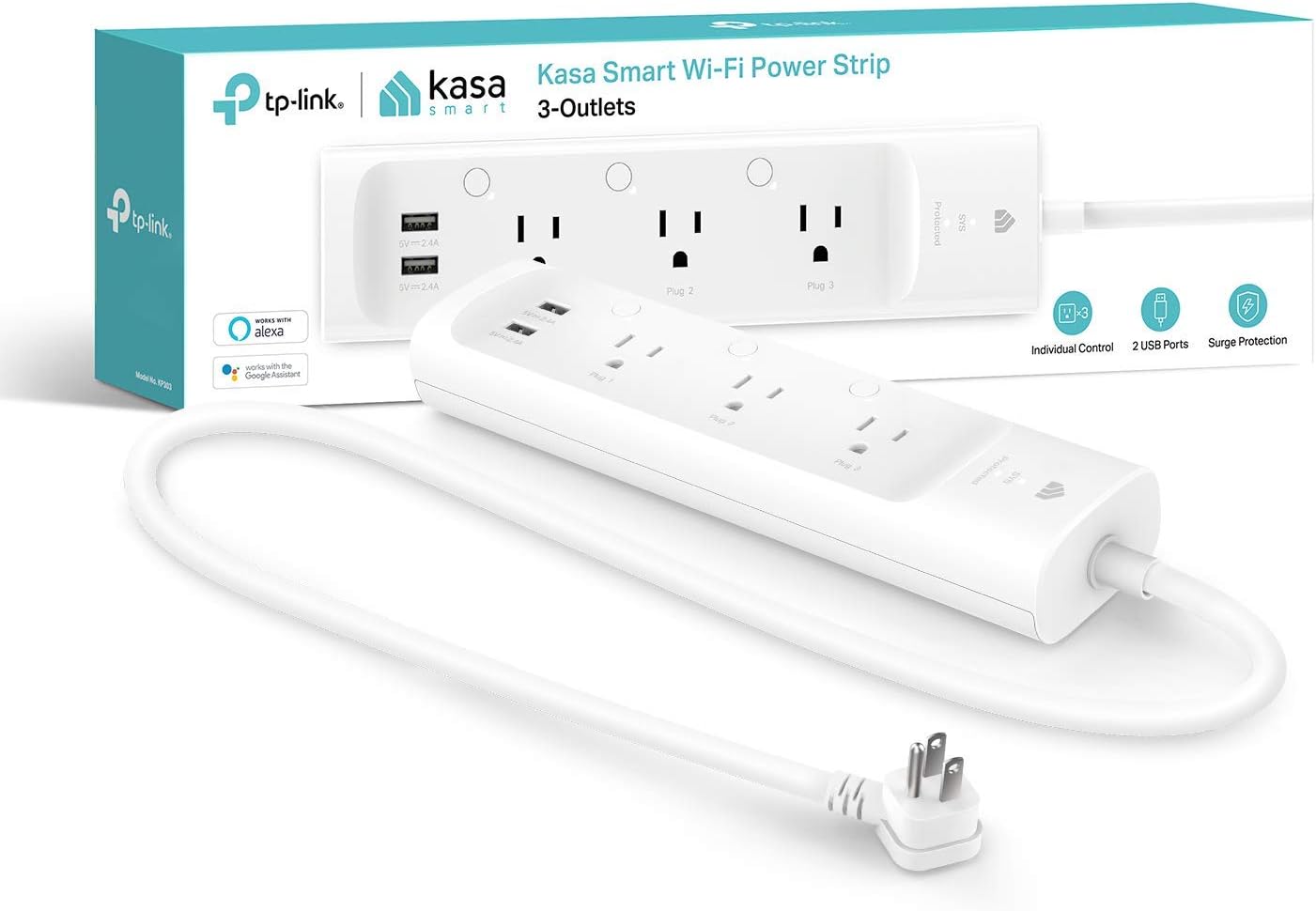 Kasa Smart Plug Power Strip (KP303) + Kasa Smart Outdoor Plug (KP400) by TP-Link | Surge Protector | Alexa & Google Assistant Compatible - Image 3