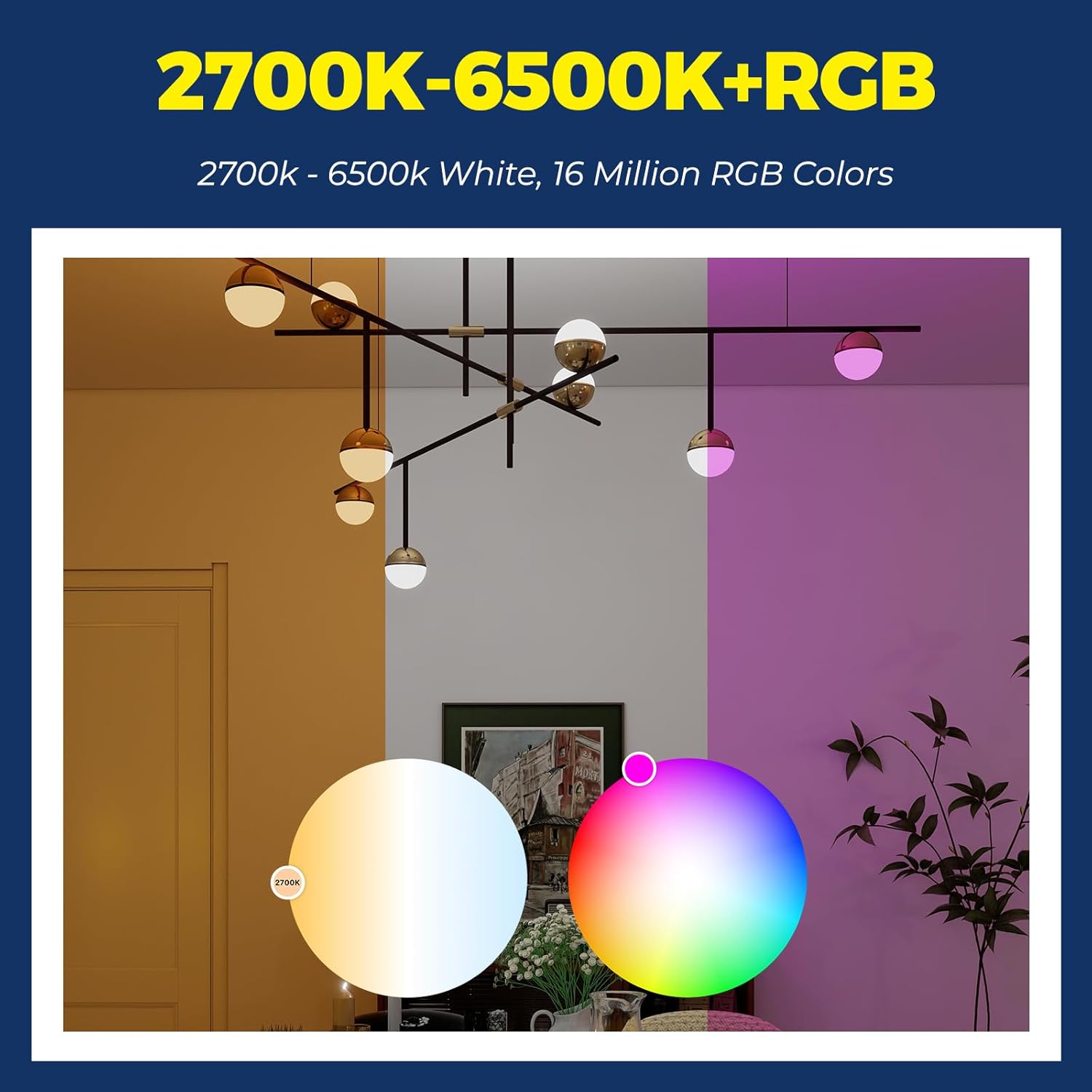 Lightinginside E12 Smart Light Bulbs 50W Equivalent, 5W 550LM WiFi G16 1/2 Candelabra LED Light Bulbs Compatible with Alexa & Google Assistant, Ceiling Fan Light Bulbs, 2.4G WiFi Only, ETL Listed,1PC - Image 5