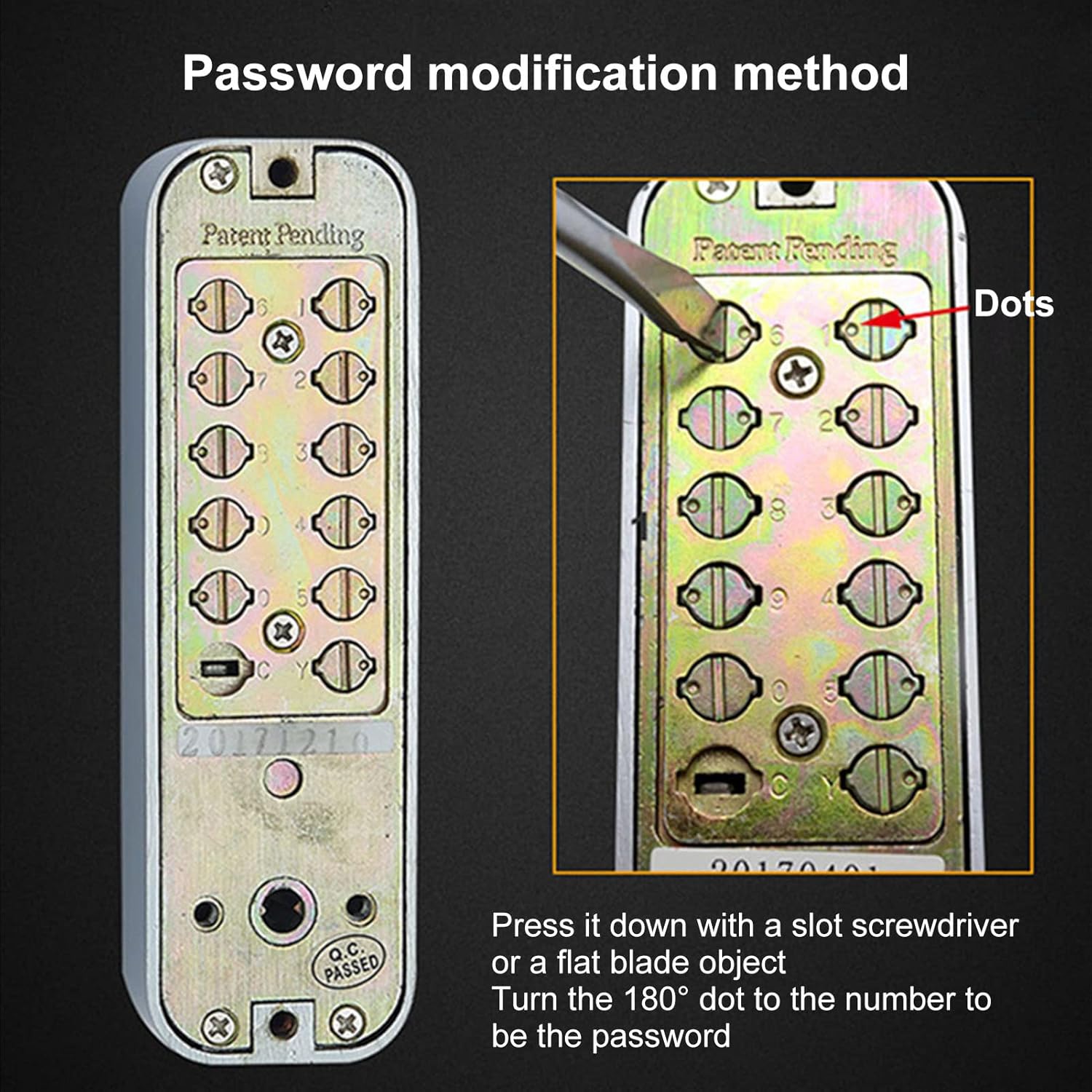 Door Lock Smart Parking Lot with Office KFC Waterproof Mechanical Combined Lock Zinc Alloy Mechanical Combination Lock Zinc Alloy Metal Zinc Alloy Material Door Lockset with Home - Image 4