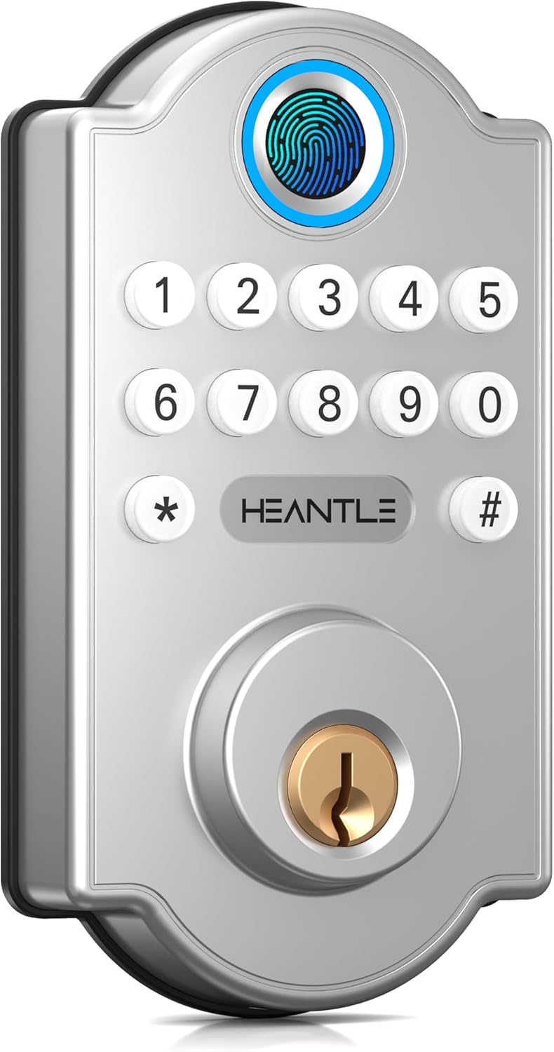 Smart Deadbolt Door Lock: Keyless Entry Door Lock with Fingerprint Electronic Deadbolt for Front Door Auto Lock Simple Installation Keypad Door Lock Silver - Image 2