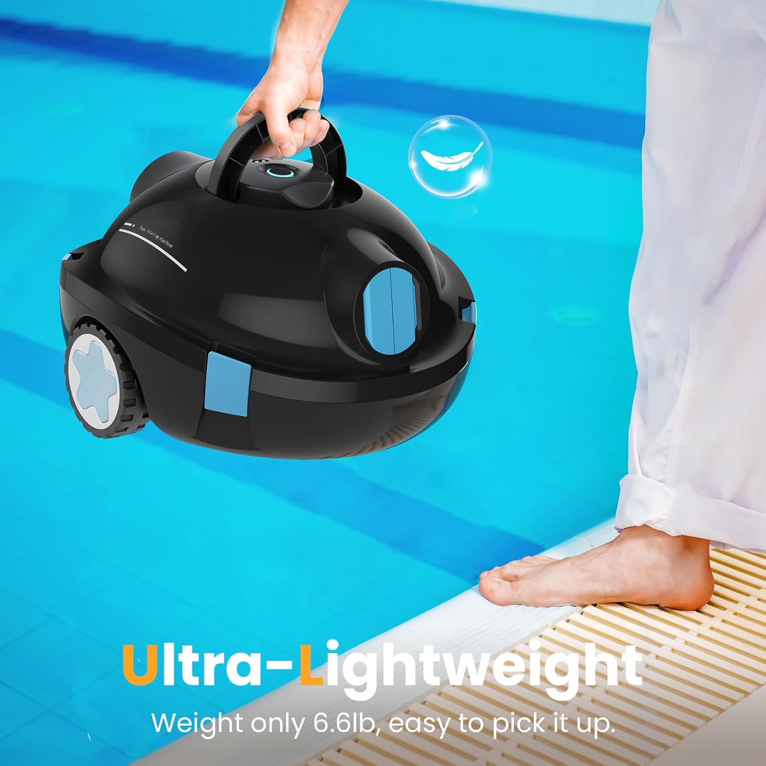 Cordless Robotic Pool Cleaner Robot, Pool Vacuum Robot with Two Suction Inlets Design, Lasts 90 Mins, Pool Robot Vacuum for Inground & Above Ground Flat Pools up to 1000 Sq.Ft, Self-Parking - Image 6