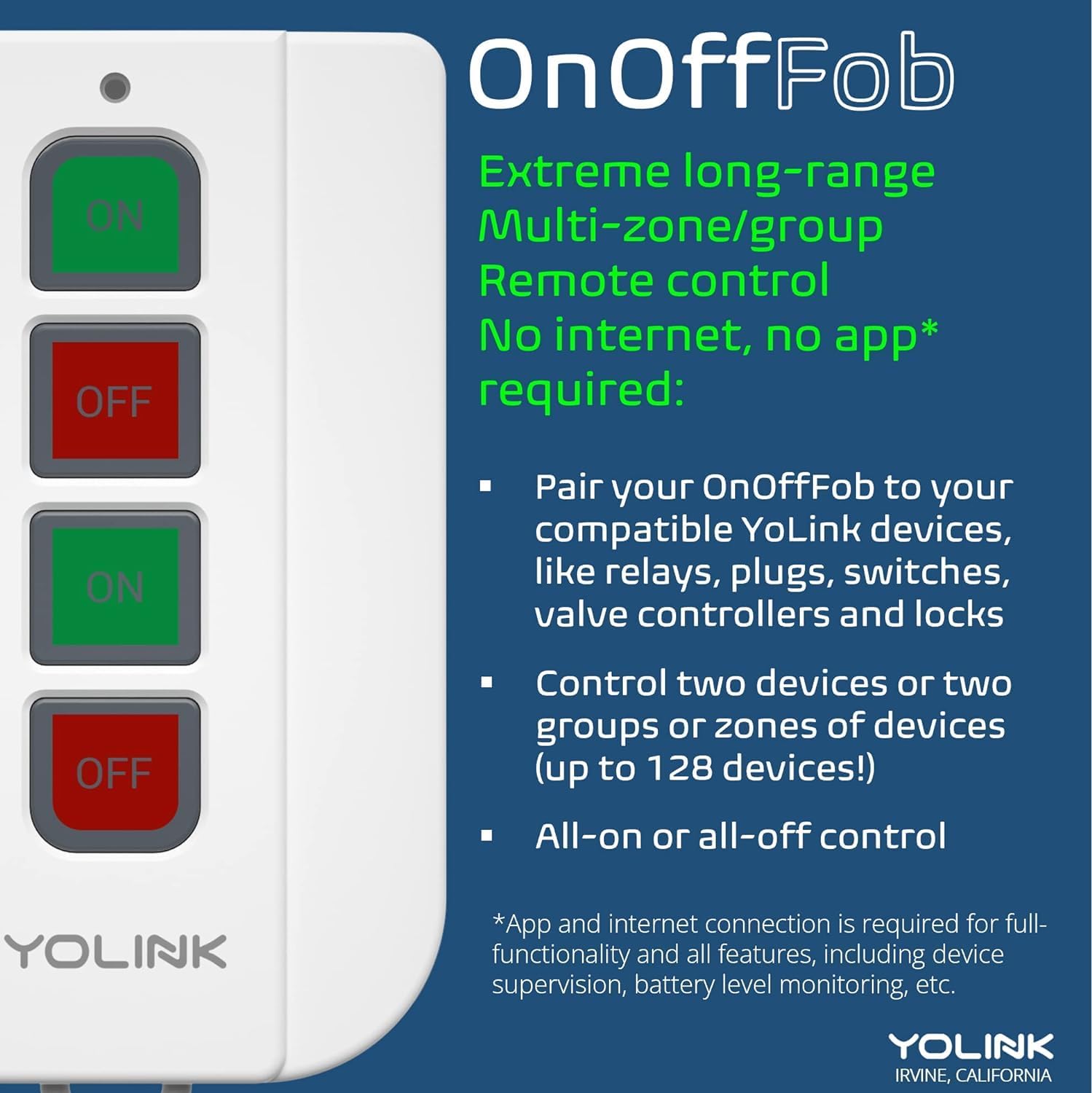 YoLink On/OffFob Programmable 2-Device/Group Smart Fob, LoRa Extreme Long (up to 1/4 Mile Open-air) Range for use with YoLink Smart Plugs, Light Switches, Plugs, Relays, Valves, Locks, etc. - Image 5