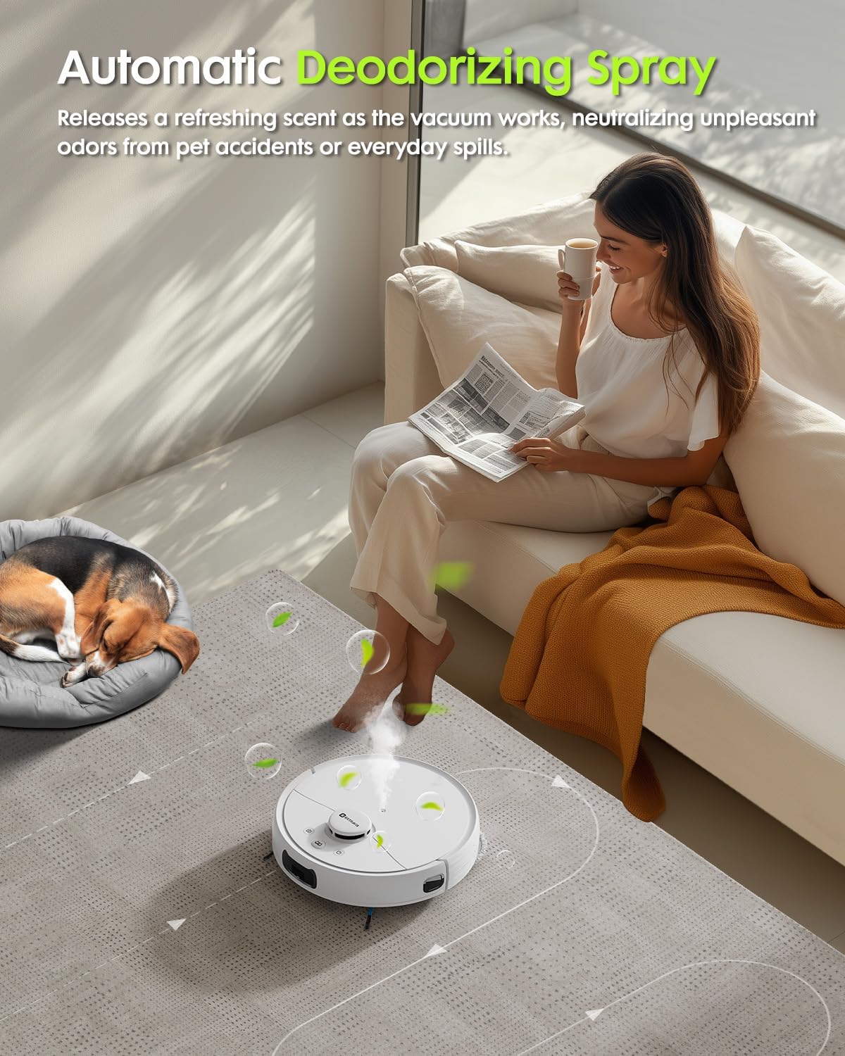 V5 Robot Vacuum and Mop, Self-Emptying Robotic Vacuum Cleaner, 8500Pa Suction, Pet Hair Tangle Cutter, Laser Navigation, Cat Laser, Carpet Detection, Ideal for Hard Floor, Tile, and Carpet - Image 7