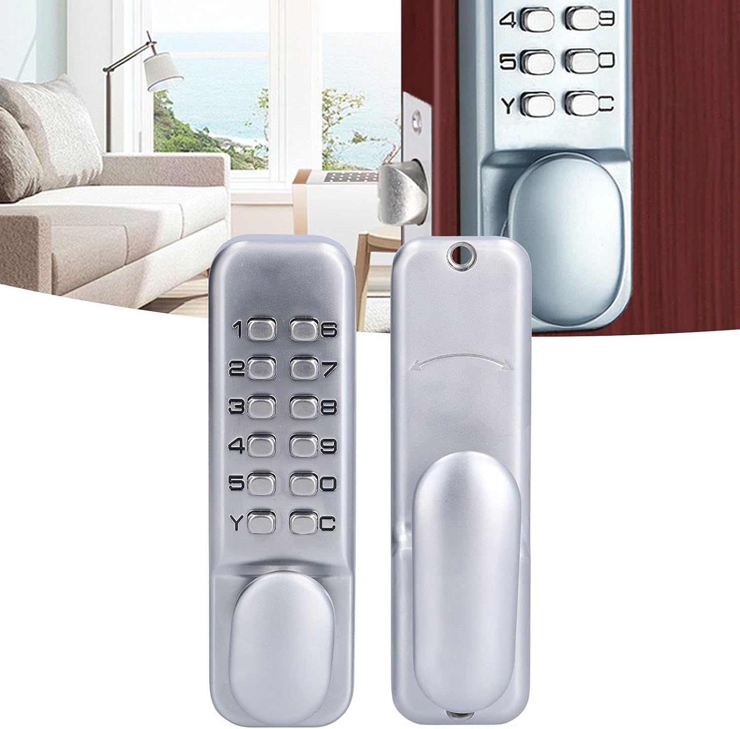 Door Lock Smart Parking Lot with Office KFC Waterproof Mechanical Combined Lock Zinc Alloy Mechanical Combination Lock Zinc Alloy Metal Zinc Alloy Material Door Lockset with Home - Image 10