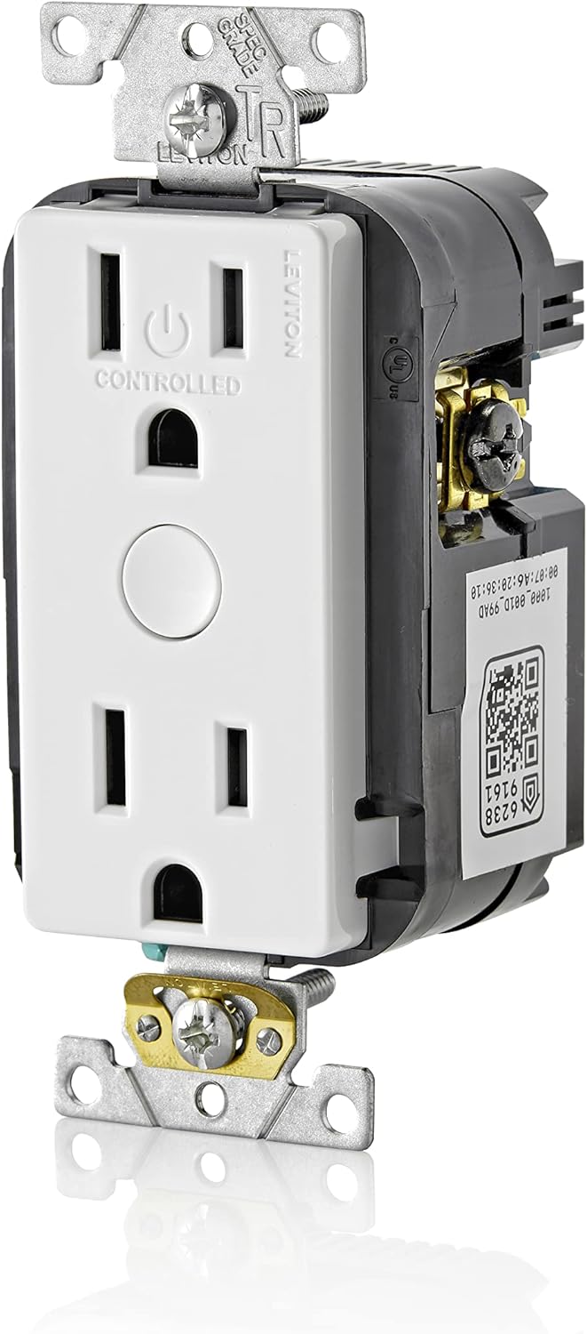 Leviton Decora Smart Outlet, Tamper-Resistant 15A, Wi-Fi 2nd Gen, D215R-2RW, White - Image 8