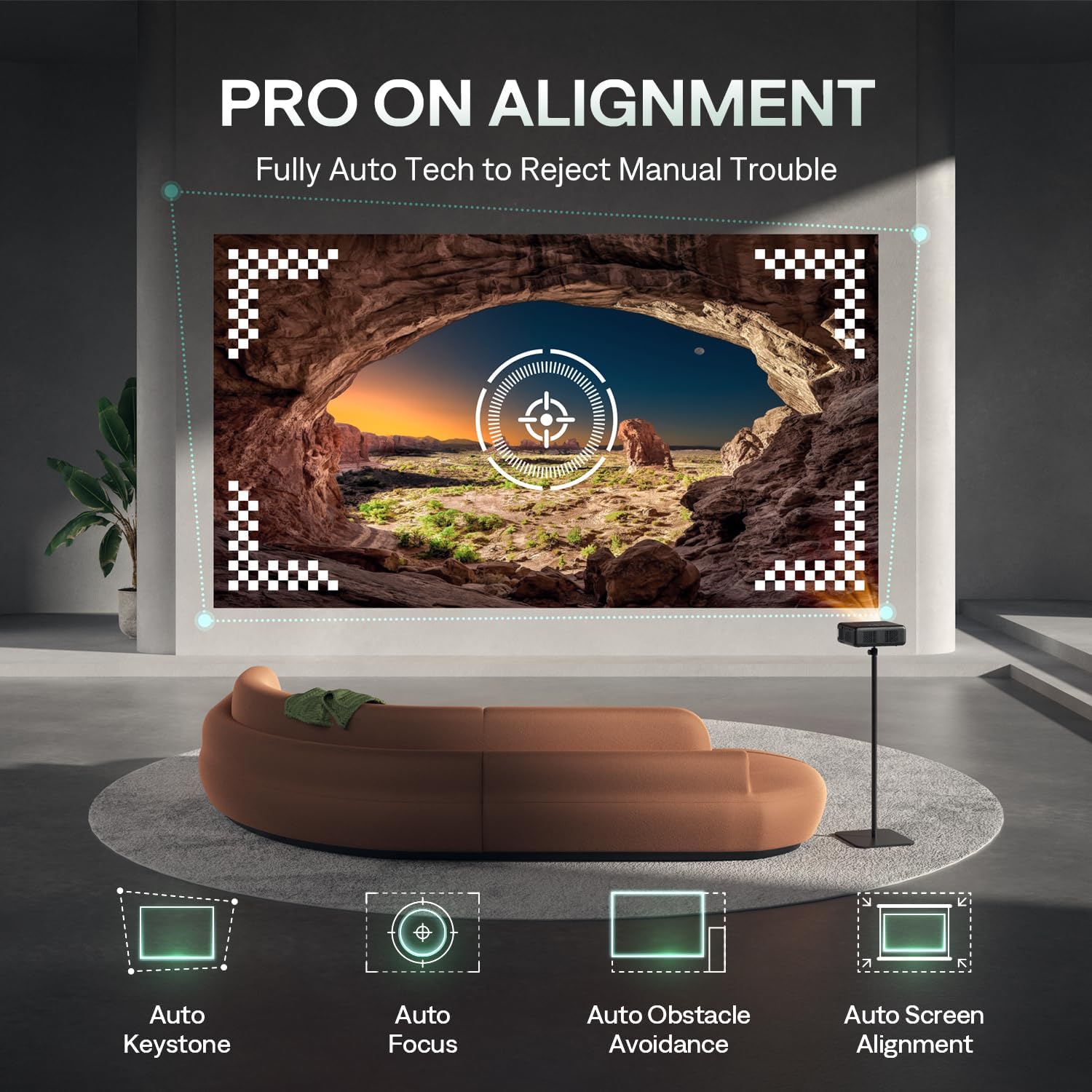 Aurzen Smart Projector 4K Supported, Netflix Official with WiFi and Bluetooth, 20W Speakers, Dolby & DBX-tv Total Sonics, Auto Focus & Keystone, Native 1080P Portable Projector, Gray - Image 5