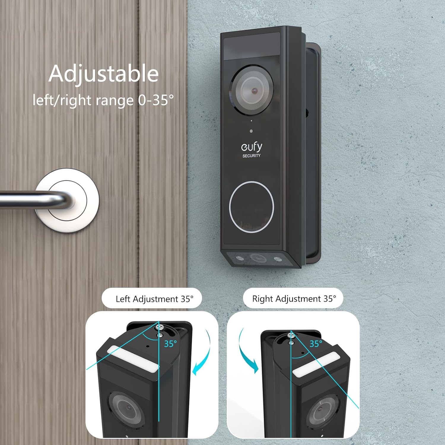 Adjustable 0-35 Degree Doorbell Angle Mount for eufy Security Video Doorbell E340 (Black) - Image 5