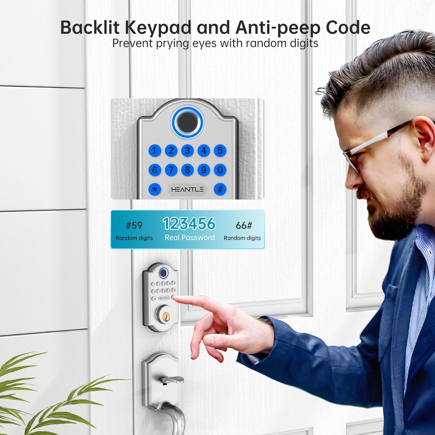 Smart Deadbolt Door Lock: Keyless Entry Door Lock with Fingerprint Electronic Deadbolt for Front Door Auto Lock Simple Installation Keypad Door Lock Silver - Image 7