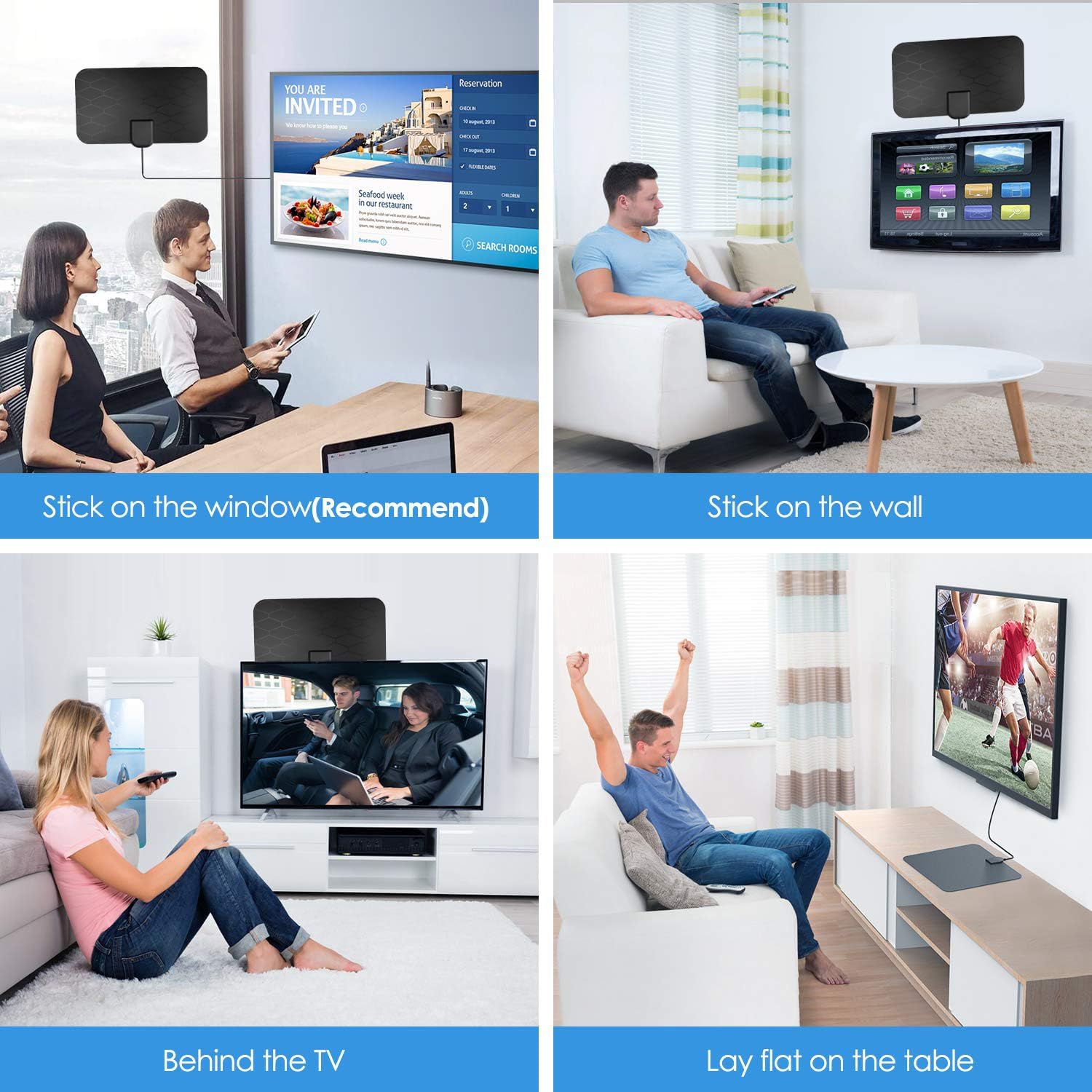 Digital TV Antenna for Smart TV,360°Reception,Support 4K 1080p Smart Television,Detachable Signal Amplifier-Signal Booster-HDTV Antenna 10ft Coaxial HDTV Cable, Portable Antenna Indoor - Image 8