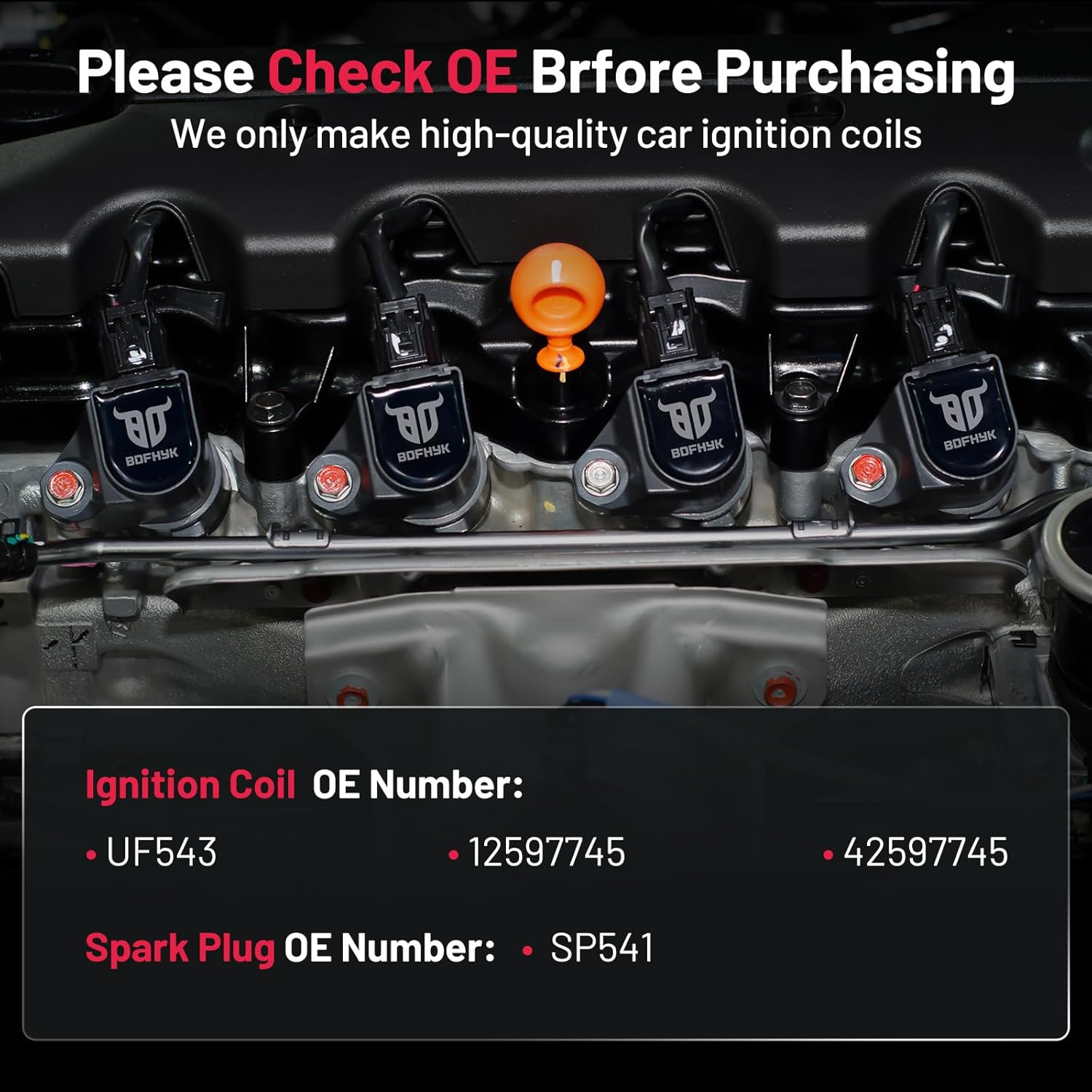 BDFHYK 3 Ignition Coil Pack UF543 and 3 Iridium Spark Plug SP541 Compatible with Smart Fortwo 2008-2015 1.0L l3 Coil for 12597745 42597745 - Image 9