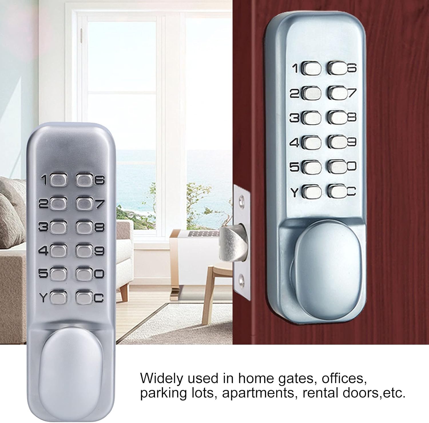 Door Lock Smart Parking Lot with Office KFC Waterproof Mechanical Combined Lock Zinc Alloy Mechanical Combination Lock Zinc Alloy Metal Zinc Alloy Material Door Lockset with Home - Image 5
