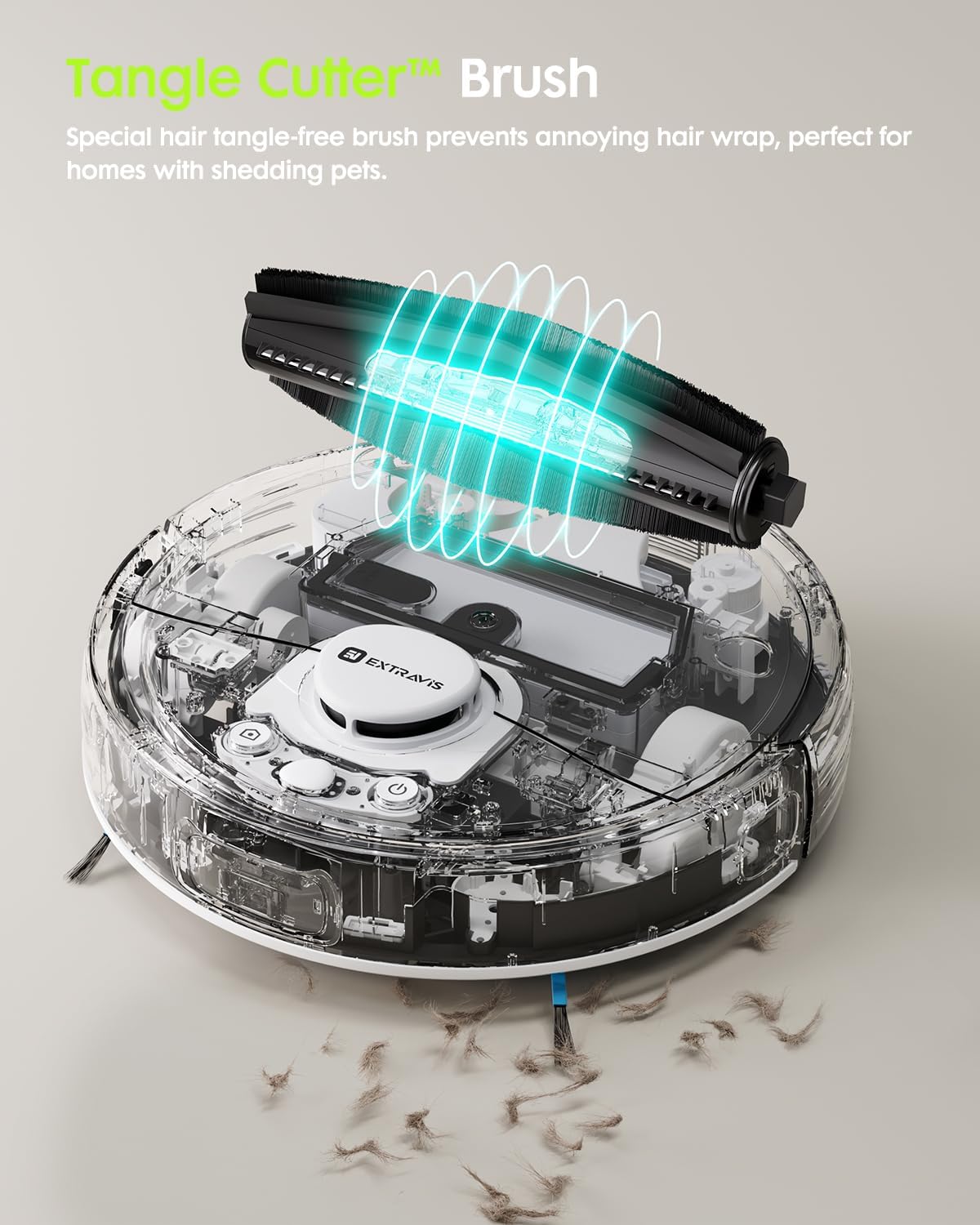 V5 Robot Vacuum and Mop, Self-Emptying Robotic Vacuum Cleaner, 8500Pa Suction, Pet Hair Tangle Cutter, Laser Navigation, Cat Laser, Carpet Detection, Ideal for Hard Floor, Tile, and Carpet - Image 4