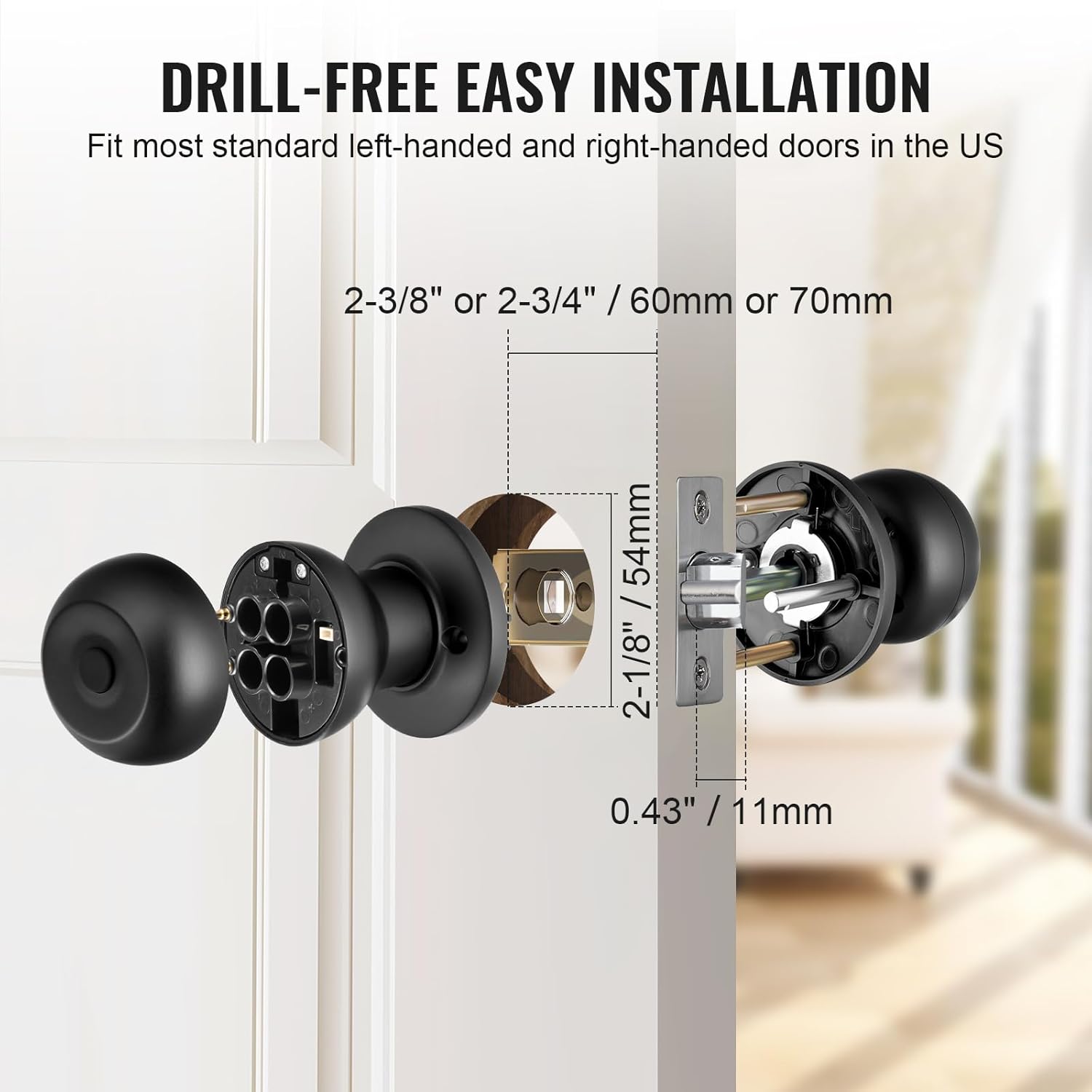 VEVOR Smart Door Knob, Fingerprint Smart Lock with APP Control, Biometric Door Lock Bluetooth Smart Lock, Easy Installation Door Lock, for Home Bedrooms, Cloakroom, Hotels, Apartments Offices, Black - Image 6