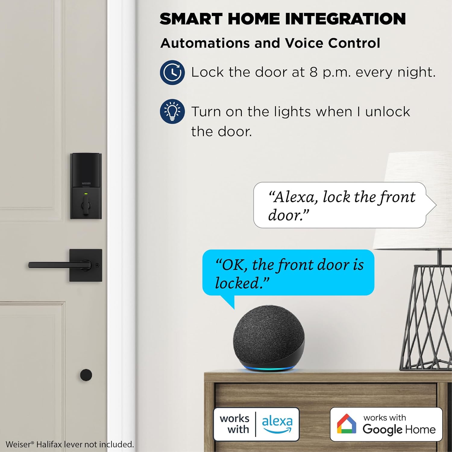 Weiser Halo Touch Matte Black WiFi Smart Lock, Keyless Entry Door Lock, Fingerprint Door Lock, Amazon Alexa & Google Assistant/Google Home Compatible, Deadbolt Lock, Modern Smart Locks for Entry Door - Image 6