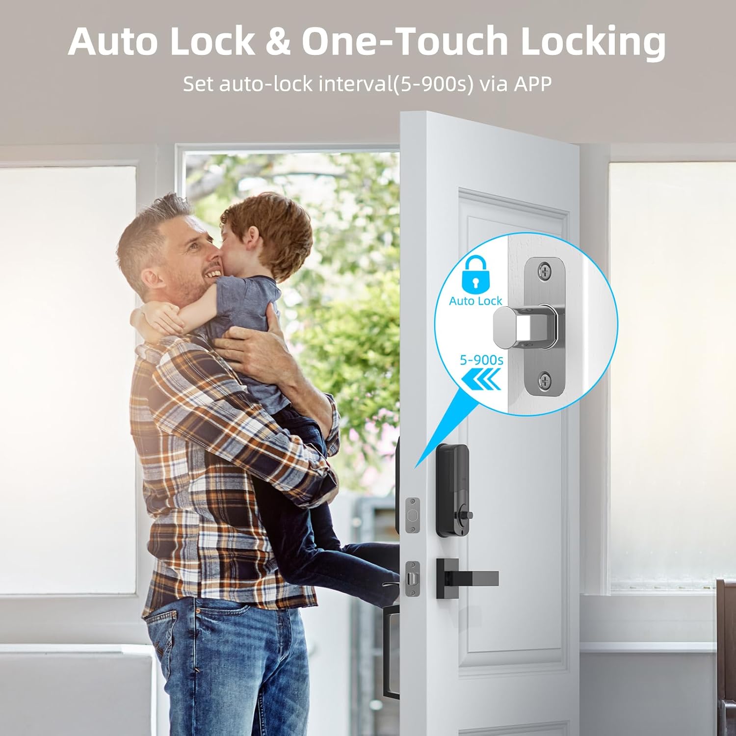 WiFi Smart Locks for Front Door, Miuedo Front Door Lock Sets, Door Handle Sets with Electronic Keypads, Keyless Entry Door Lock, Fingerprint Door Lock, Auto Lock Digital Lock (Black) - Image 4