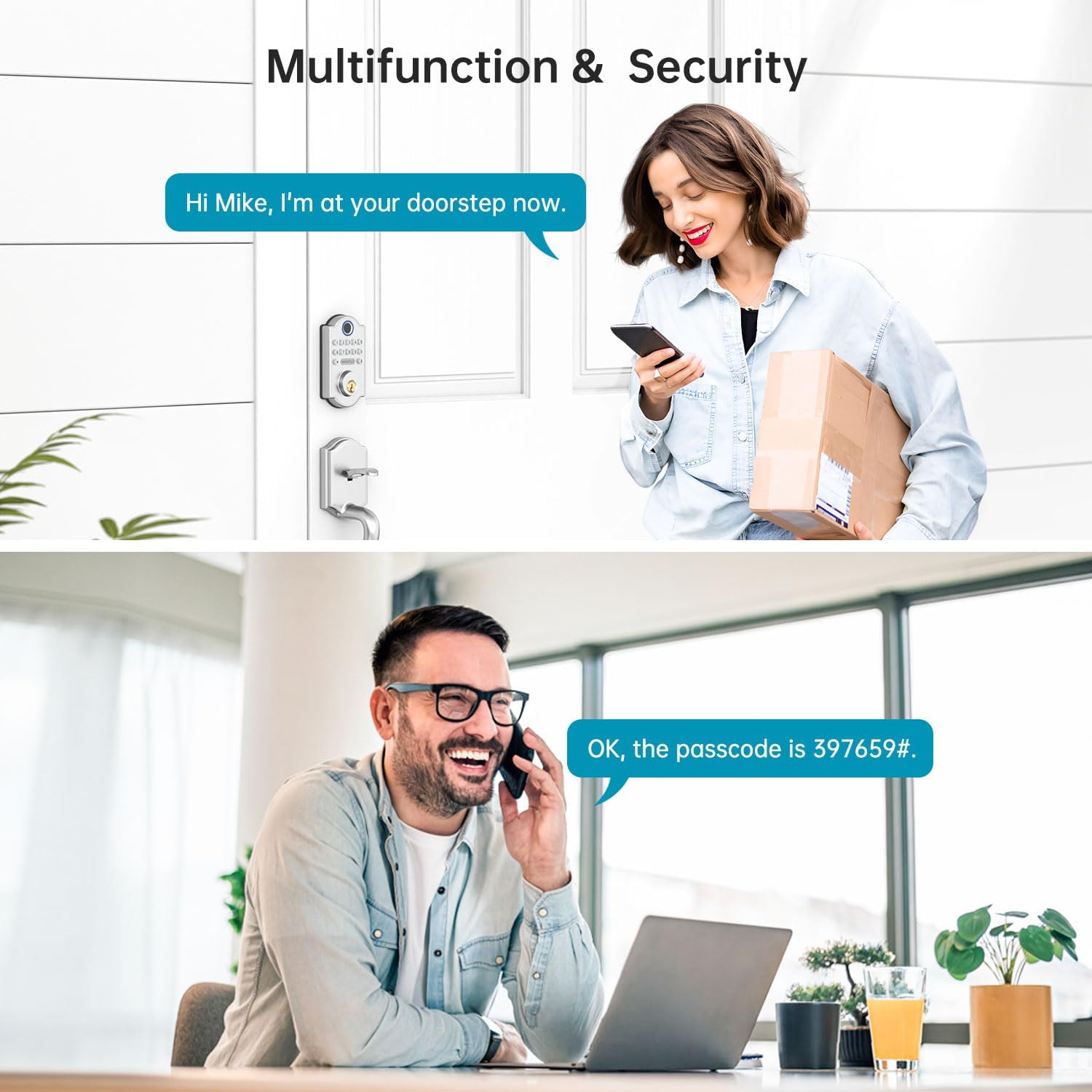 Smart Deadbolt Door Lock: Keyless Entry Door Lock with Fingerprint Electronic Deadbolt for Front Door Auto Lock Simple Installation Keypad Door Lock Silver - Image 5