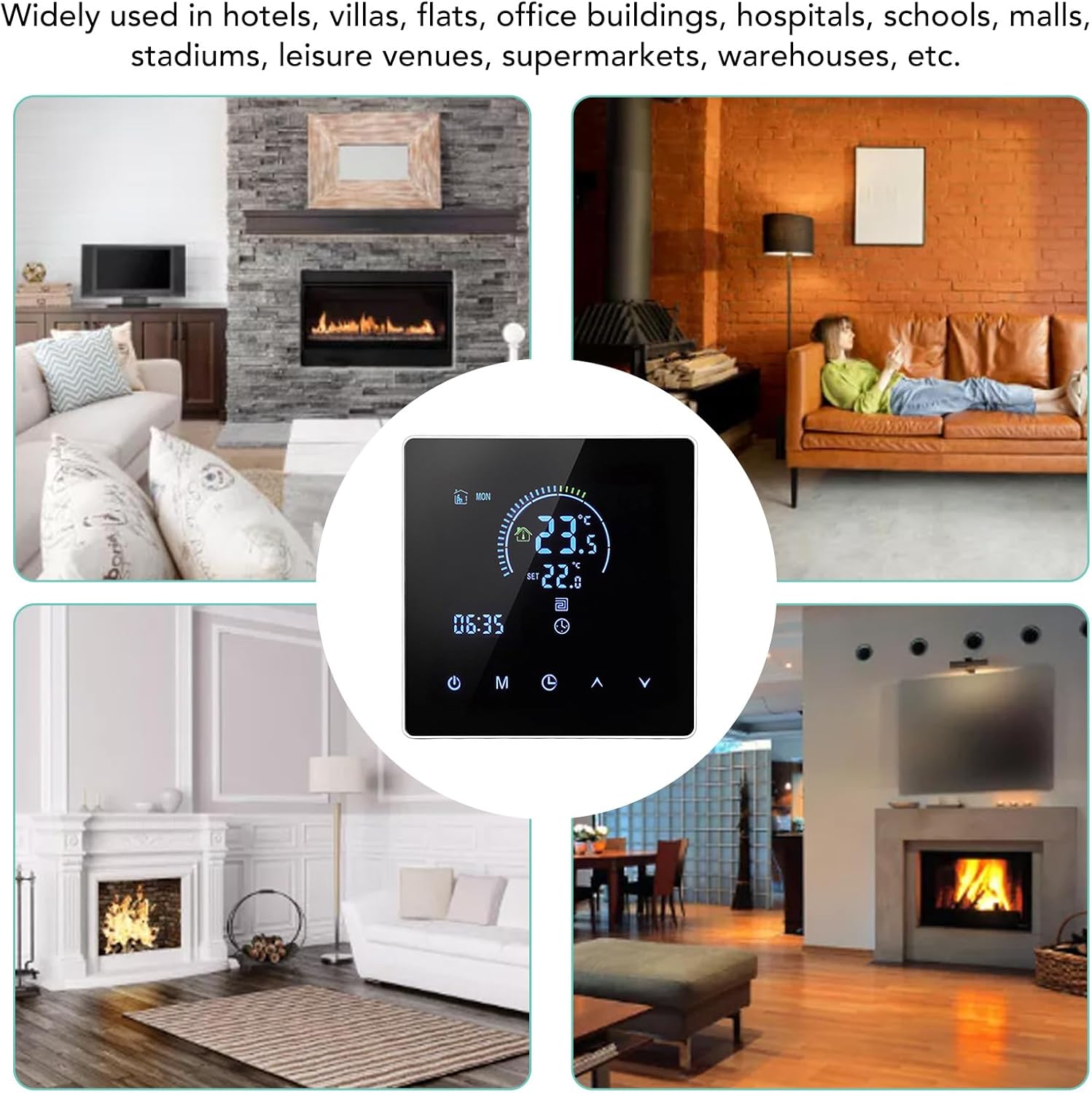 Temperature Controller 5‑60℃ Water Heating Temperature Controller Thermostat 3500W Smart LCD Digital Remote APP Control Thermostat for Tuya AC90V‑240V ( Type) - Image 5
