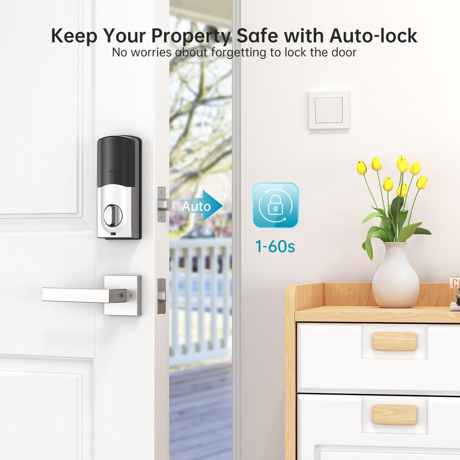 Smart Deadbolt Door Lock: Keyless Entry Door Lock with Fingerprint Electronic Deadbolt for Front Door Auto Lock Simple Installation Keypad Door Lock Silver - Image 6