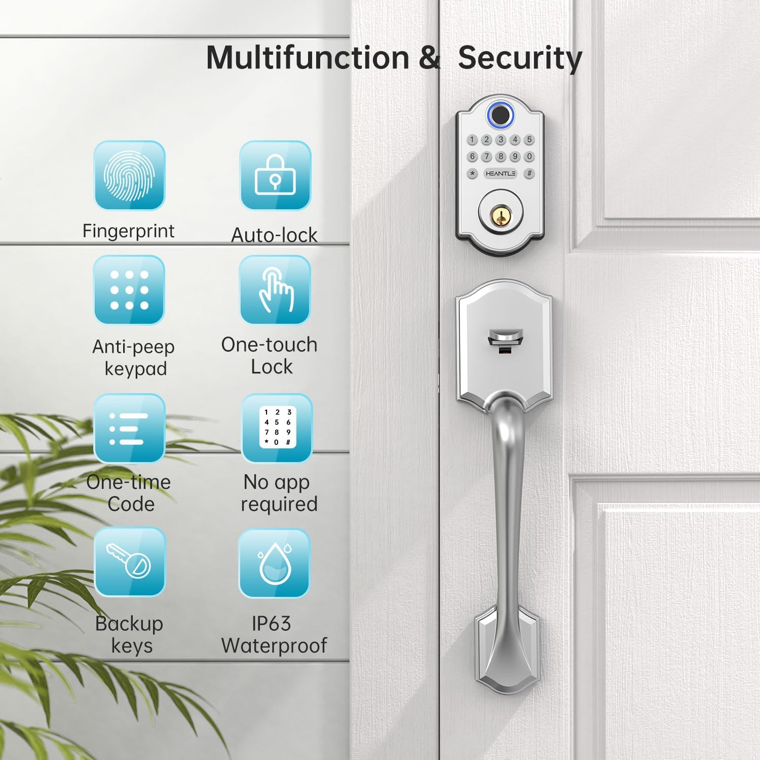 Smart Deadbolt Door Lock: Keyless Entry Door Lock with Fingerprint Electronic Deadbolt for Front Door Auto Lock Simple Installation Keypad Door Lock Silver - Image 4
