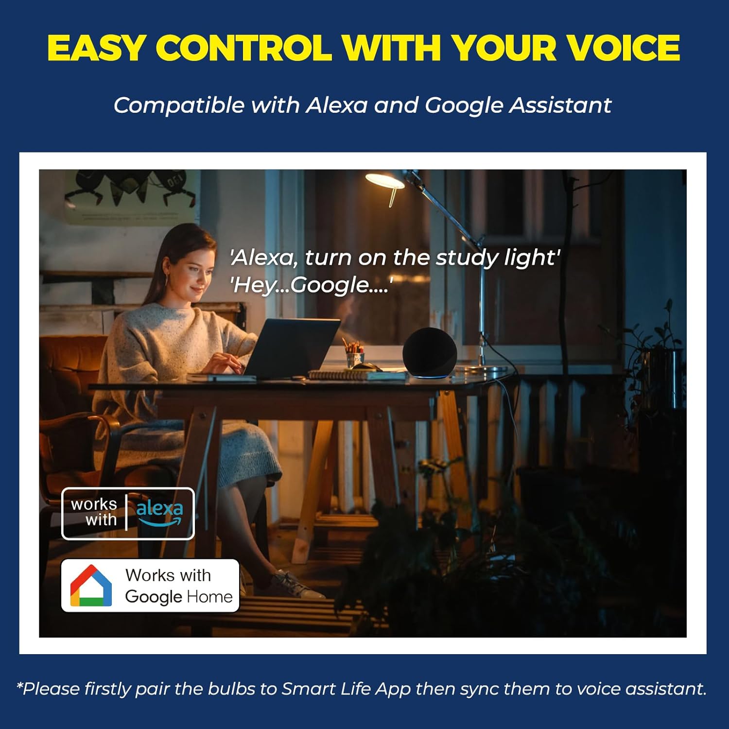 Lightinginside E12 Smart Light Bulbs 50W Equivalent, 5W 550LM WiFi G16 1/2 Candelabra LED Light Bulbs Compatible with Alexa & Google Assistant, Ceiling Fan Light Bulbs, 2.4G WiFi Only, ETL Listed,1PC - Image 4