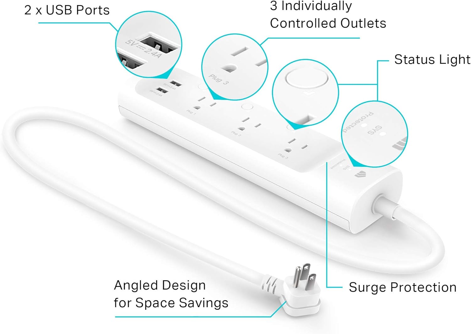 Kasa Smart Plug Power Strip (KP303) + Kasa Smart Outdoor Plug (KP400) by TP-Link | Surge Protector | Alexa & Google Assistant Compatible - Image 4