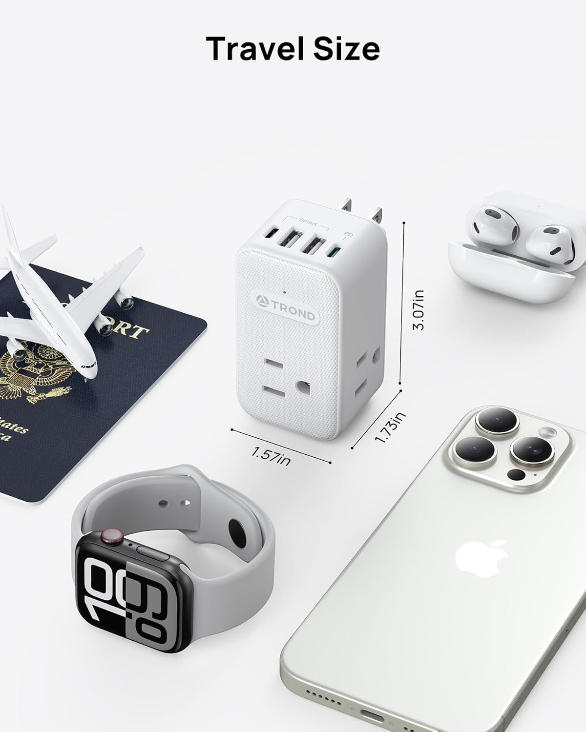 TROND 360° Rotating Multi Plug Outlet Extender, PD 20W USB C Fast Charging Station, Flat Power Splitter with 3 Way Sided Wall Adapter Indoor for Home Office Dorm Room Cruise Travel Essentials - Image 7