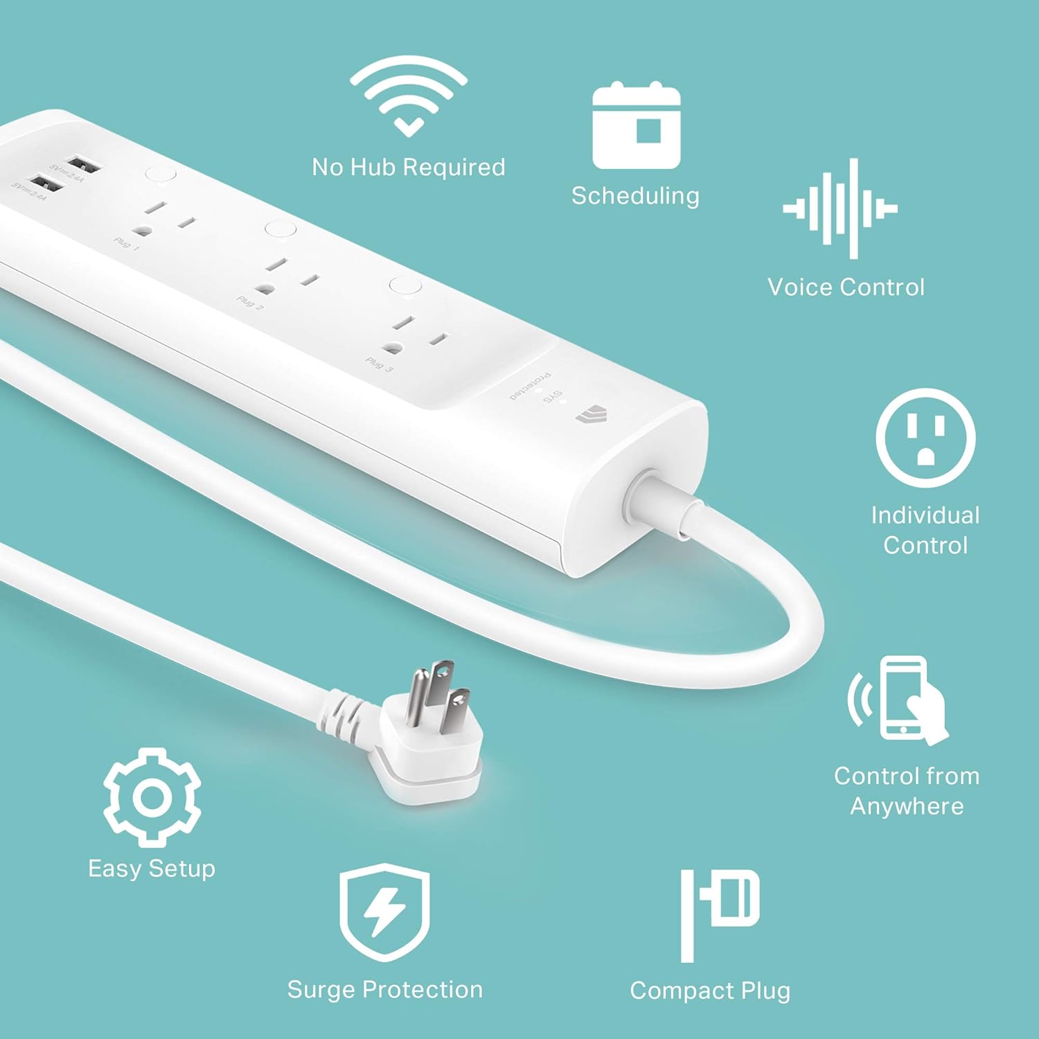 Kasa Smart Plug Power Strip (KP303) + Kasa Smart Outdoor Plug (KP400) by TP-Link | Surge Protector | Alexa & Google Assistant Compatible - Image 5