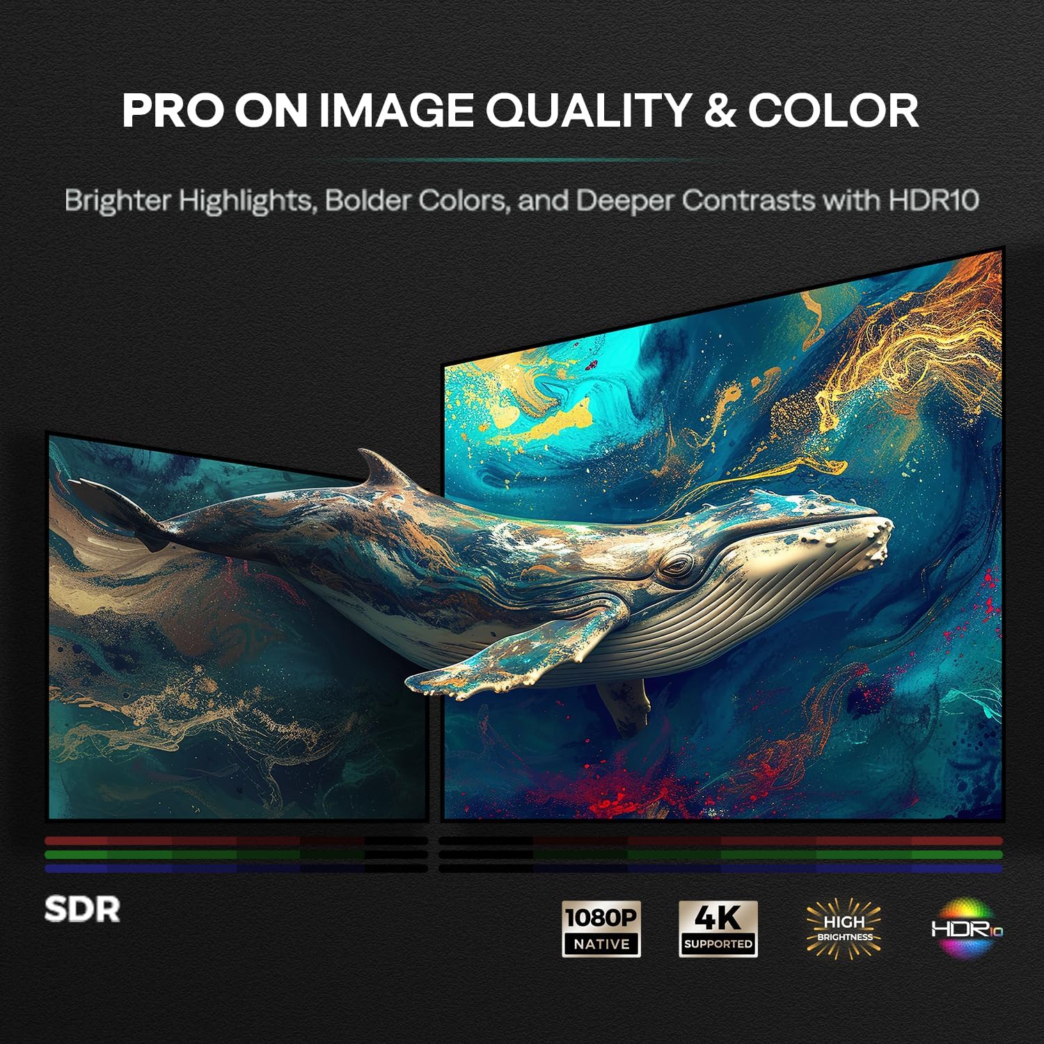 Aurzen Smart Projector 4K Supported, Netflix Official with WiFi and Bluetooth, 20W Speakers, Dolby & DBX-tv Total Sonics, Auto Focus & Keystone, Native 1080P Portable Projector, Gray - Image 6