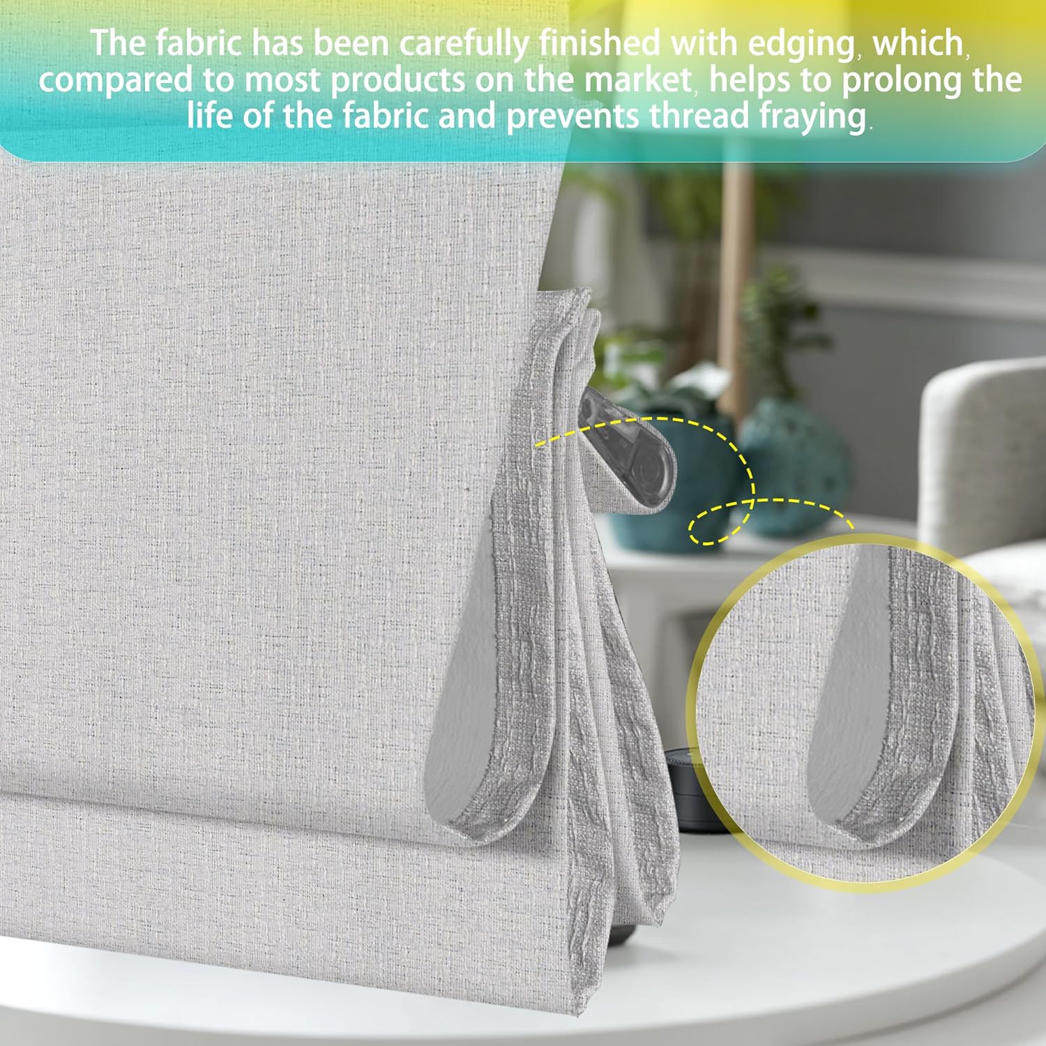 Smart Roman Shades NO Drill Roman Shades Compatible with Rechargeable Motorized Window Blinds Remote Control Light Filtering-Gray Custom Size - Image 6
