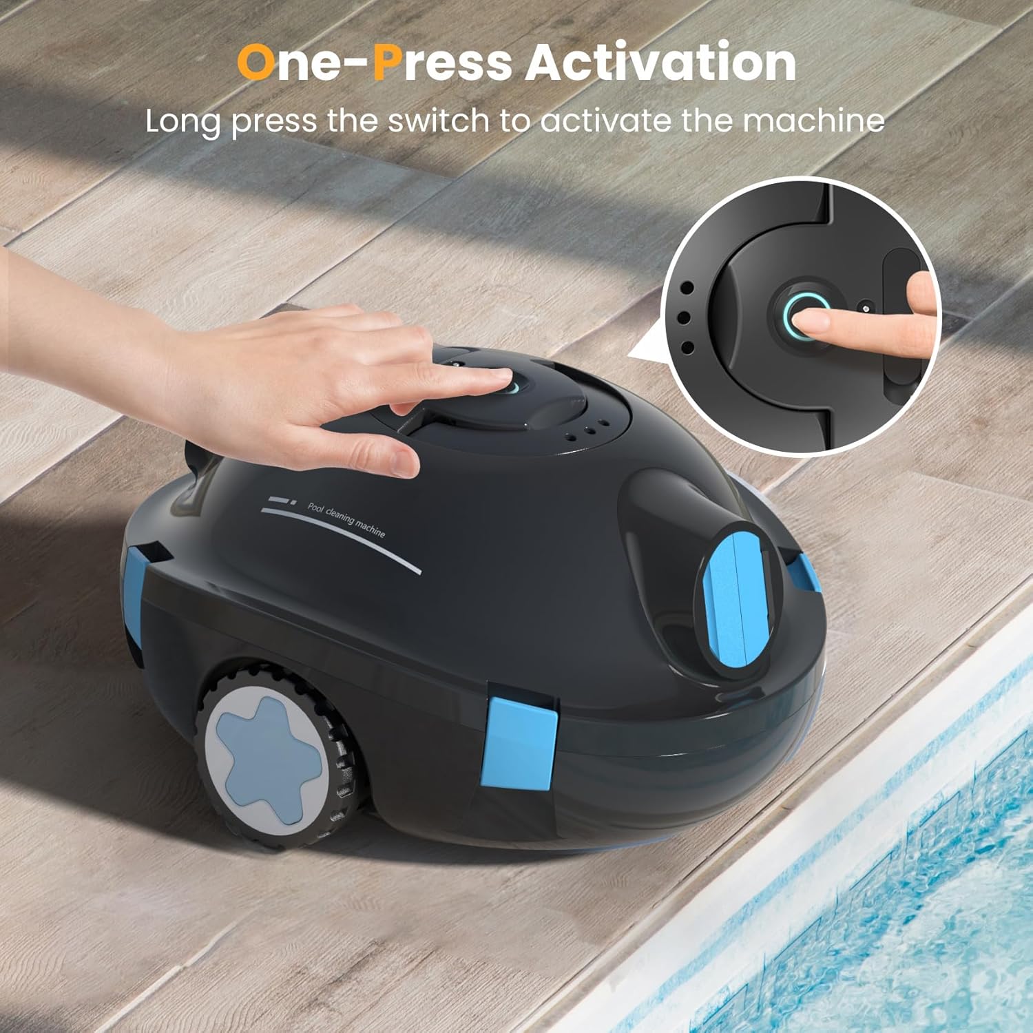 Cordless Robotic Pool Cleaner Robot, Pool Vacuum Robot with Two Suction Inlets Design, Lasts 90 Mins, Pool Robot Vacuum for Inground & Above Ground Flat Pools up to 1000 Sq.Ft, Self-Parking - Image 7