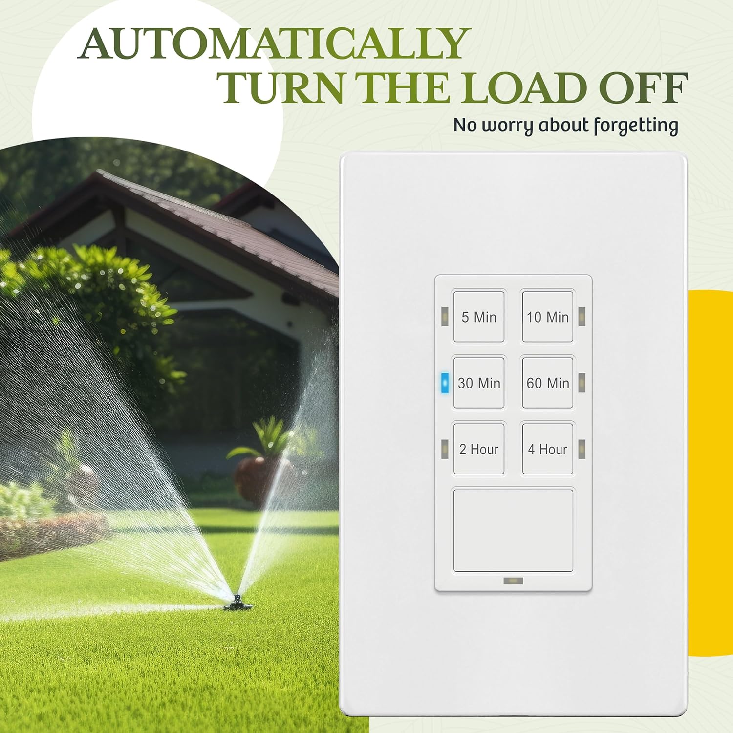 TG 4 Hour Countdown Timer Switch, 5-10-30-60 Min, 2-4 Hour, in Wall Timer Switch for Bathroom Fans, Lights, 120VAC Neutral Wire Required, UL Listed, White, 2 Pack - Image 5
